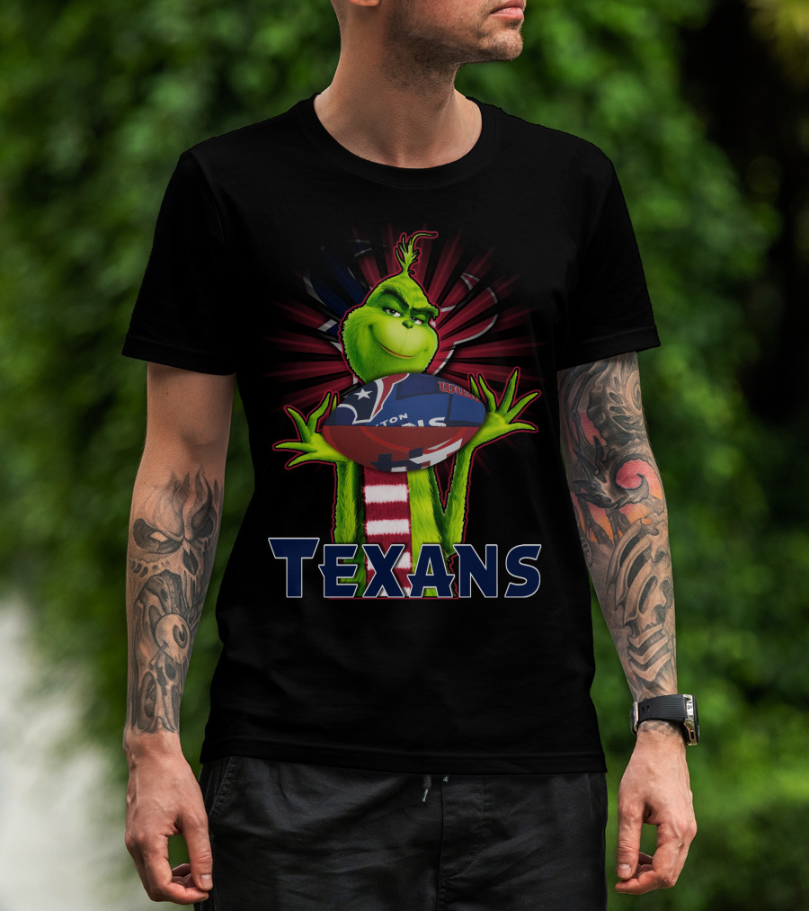 Grinch Holding Houston Texans Football T-Shirt