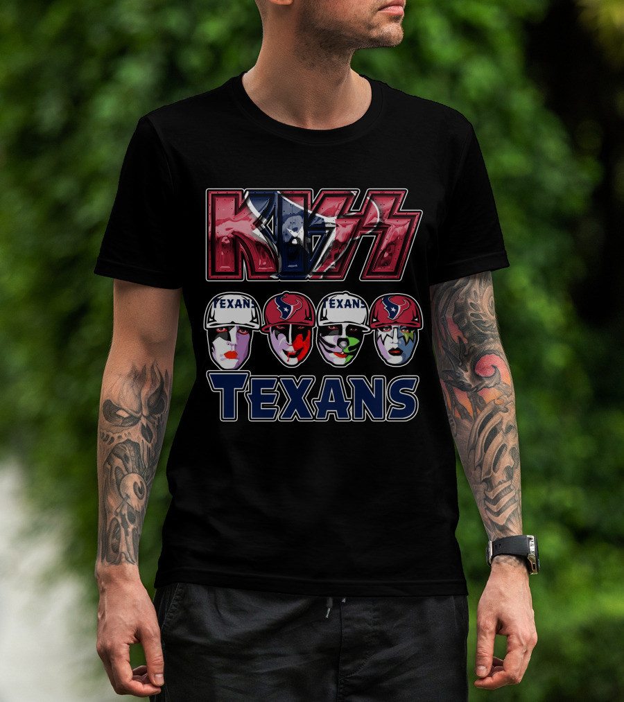 Kiss Houston Texans Rock Band Face Paint Football Fusion T-Shirt