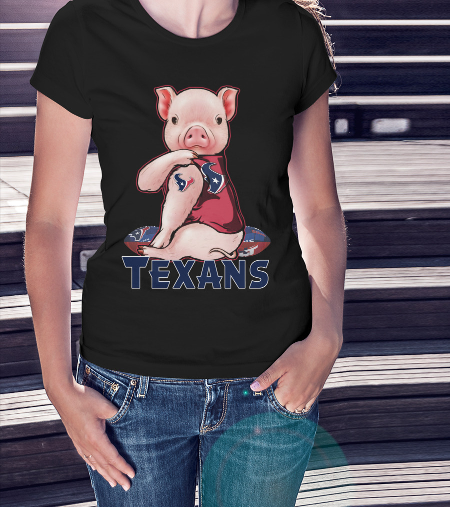 Texans Pig With Texans Logo And Football T-Shirt