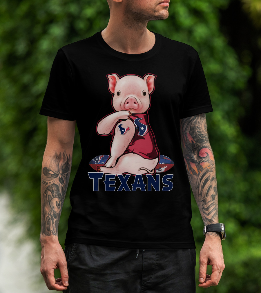 Texans Pig With Texans Logo And Football T-Shirt