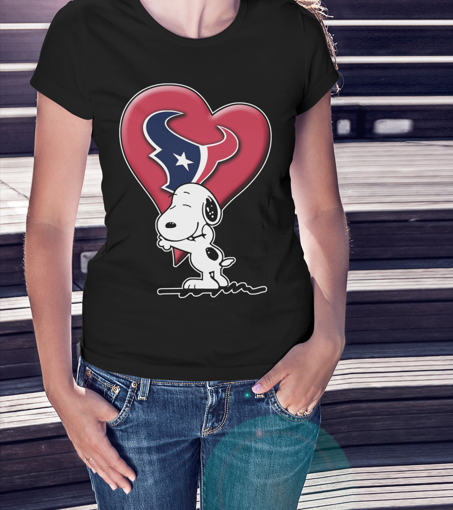 Snoopy Hugging Houston Texans Heart T-Shirt