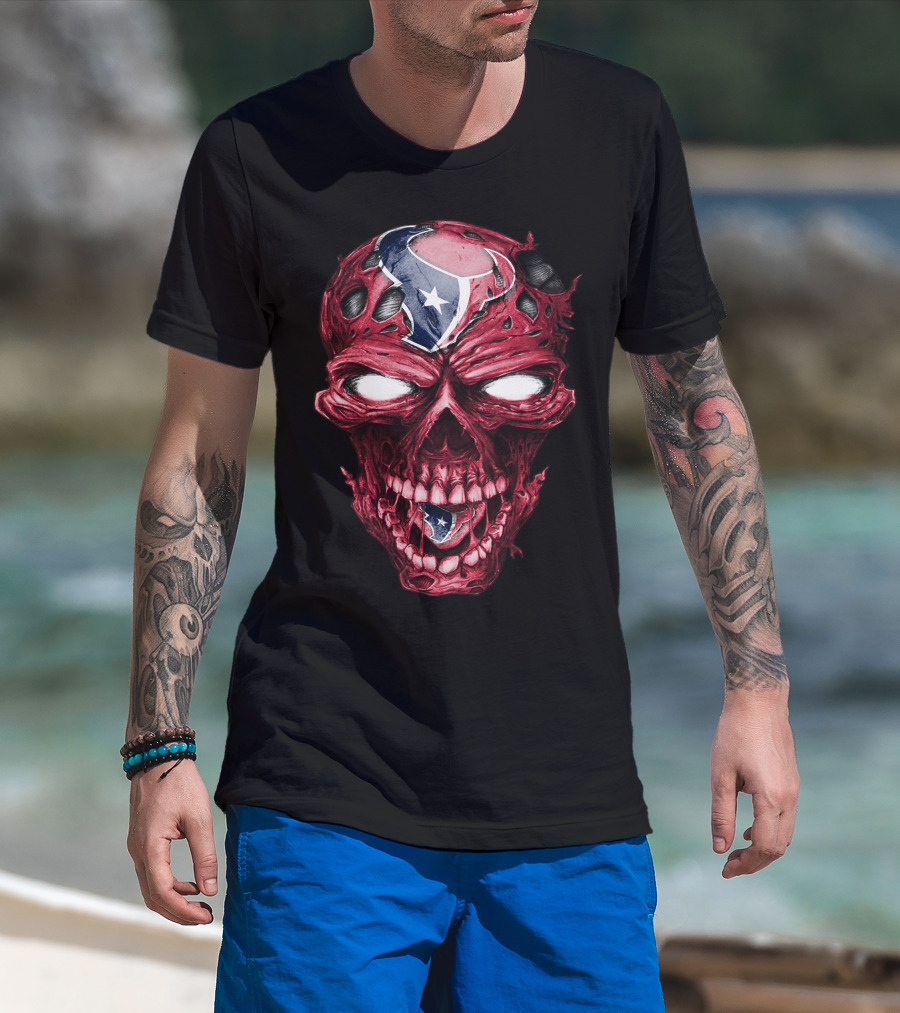 Skull With Houston Texans NFL T-Shirt