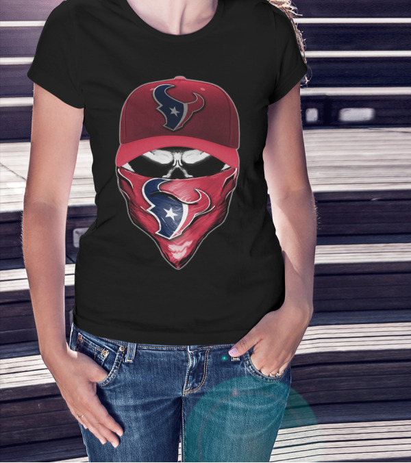 Houston Texans Skull Face Cap Bandana T-Shirt