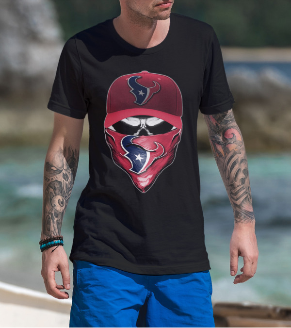 Houston Texans Skull Face Cap Bandana T-Shirt