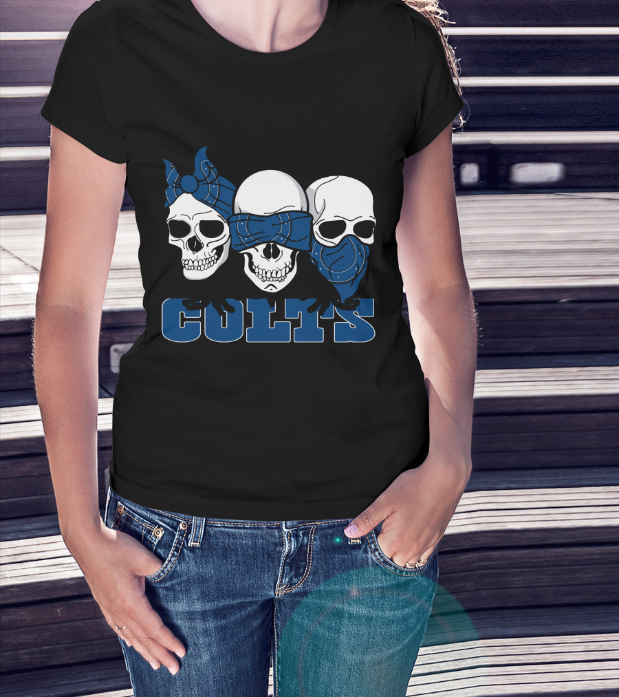 3 Skull Blue Bandana Colts T-Shirt