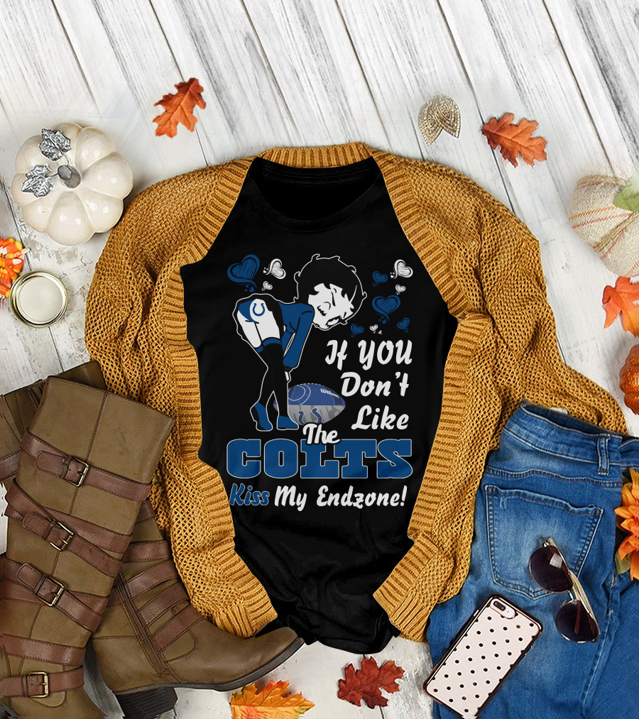 Betty Boop If You Don't Like The Colts Kiss My Endzone T-Shirt