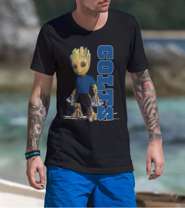 Groot Colts Football Fan With Indianapolis Colts T-Shirt