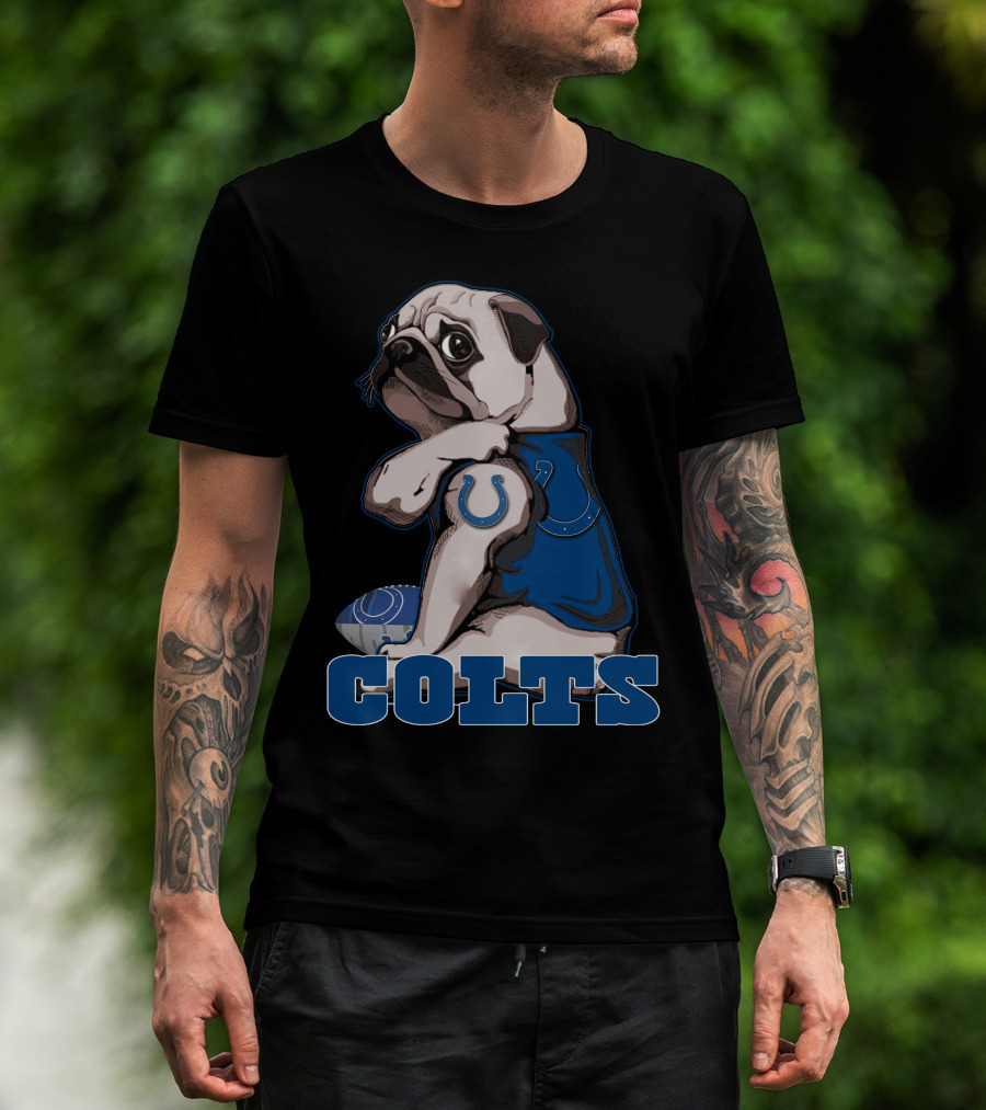 Colts Pug Football Fan Indianapolis T-Shirt