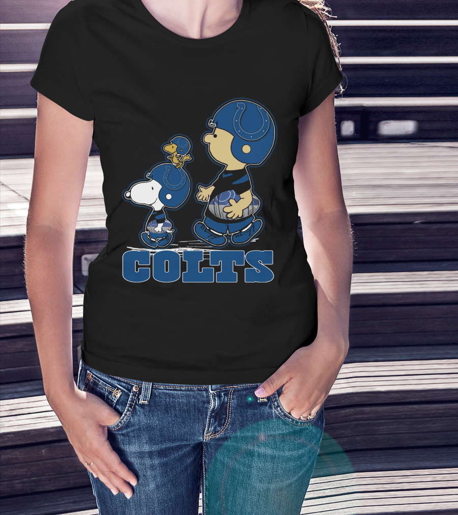 Peanuts Characters Wearing Indianapolis Colts Football Helmets Colts T-Shirt