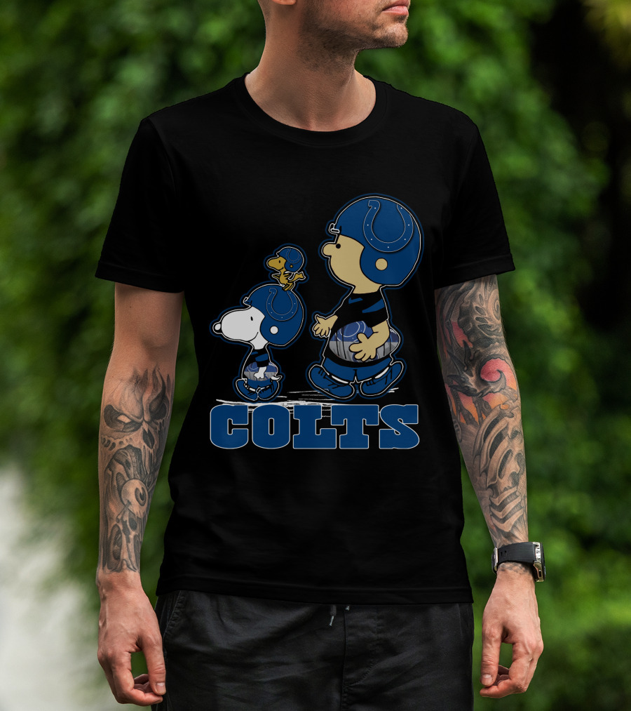Peanuts Characters Wearing Indianapolis Colts Football Helmets Colts T-Shirt