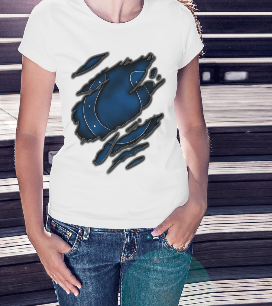 Torn Blue Horseshoe Indianapolis Colts T-Shirt