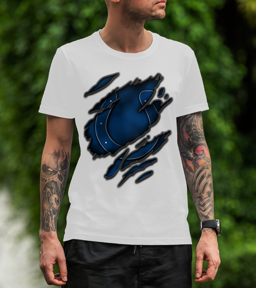Torn Blue Horseshoe Indianapolis Colts T-Shirt