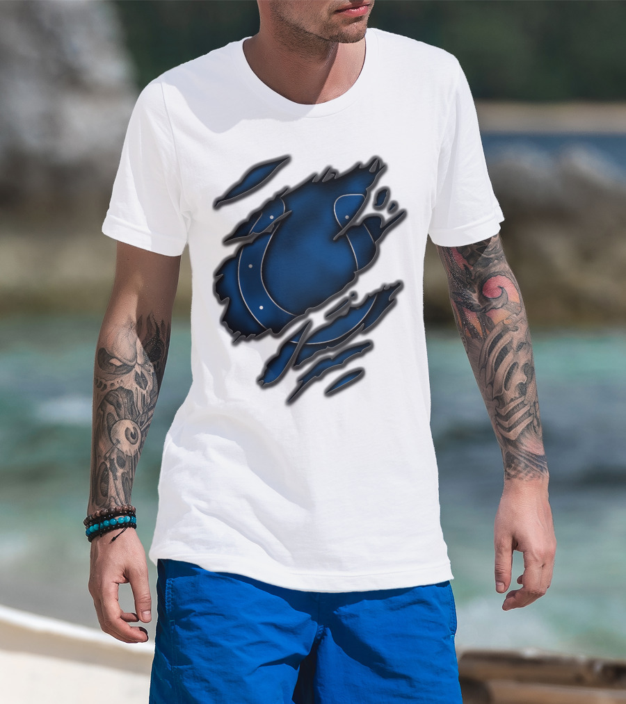 Torn Blue Horseshoe Indianapolis Colts T-Shirt