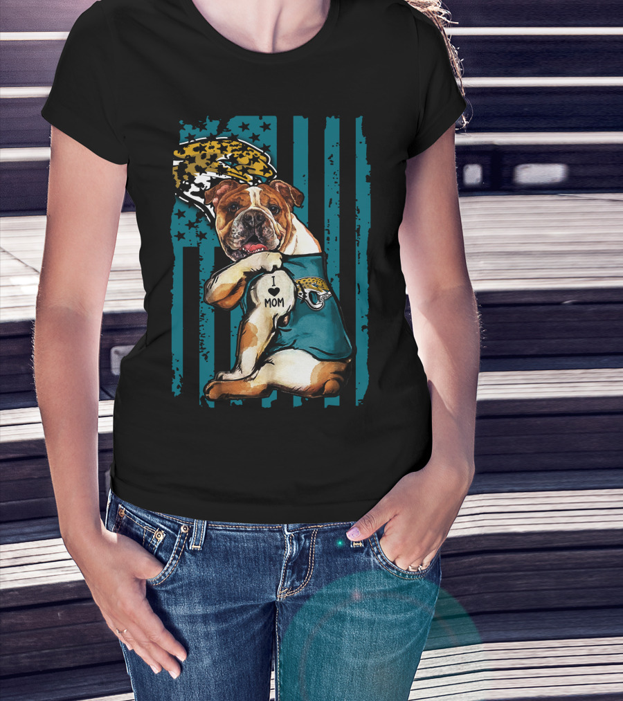 Bulldog I Love Mom Jacksonville Jaguars T-Shirt