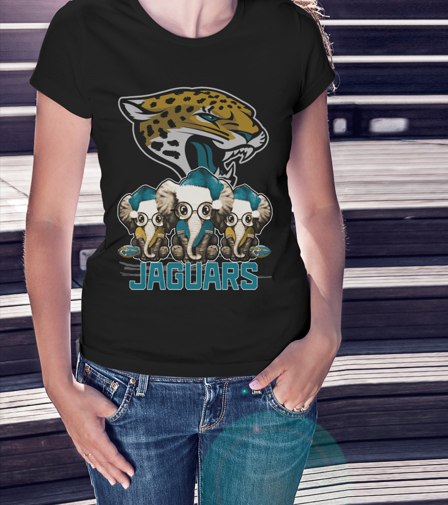 Jaguars Elephant Trio Xmas Jacksonville Jaguars T-Shirt