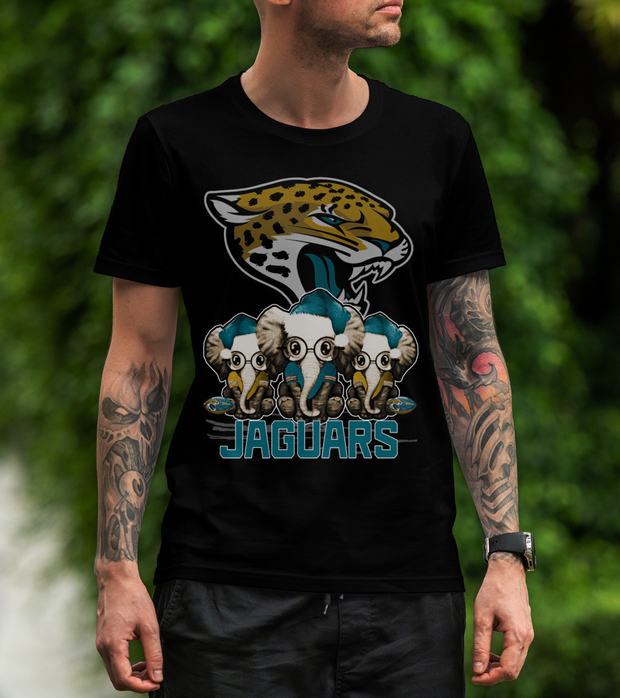 Jaguars Elephant Trio Xmas Jacksonville Jaguars T-Shirt