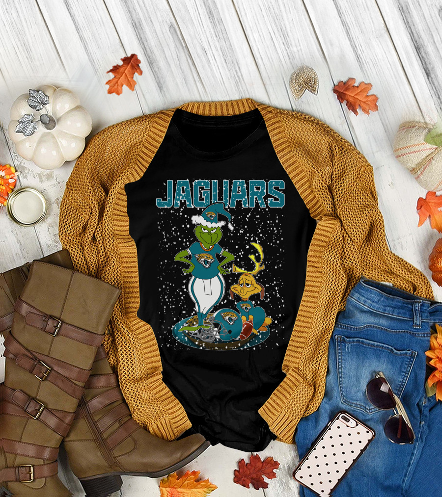 Grinchxmas Jaguars Christmas Jacksonville Football Grinch and Max T-Shirt