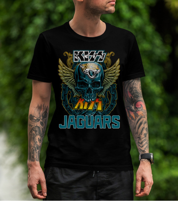 Kiss Jacksonville Jaguars Skull Wings T-Shirt