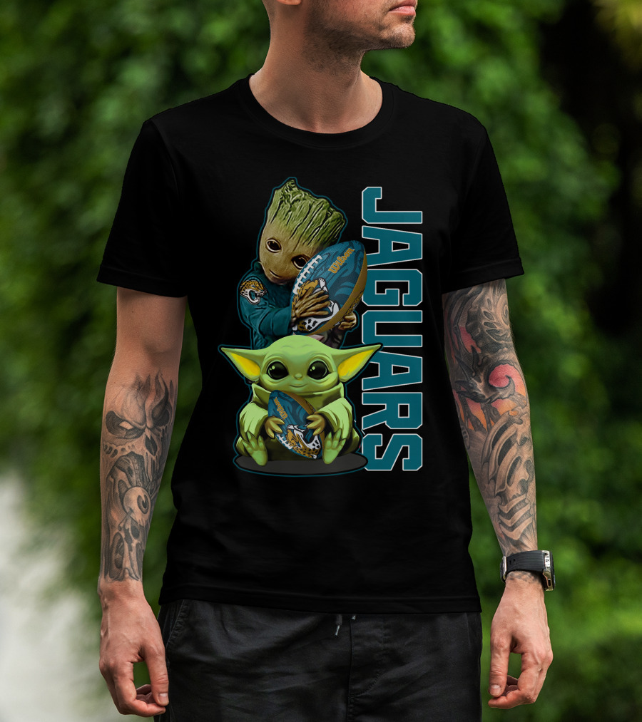 Grzd Jacksonville Jaguars Groot Baby Yoda Football T-Shirt