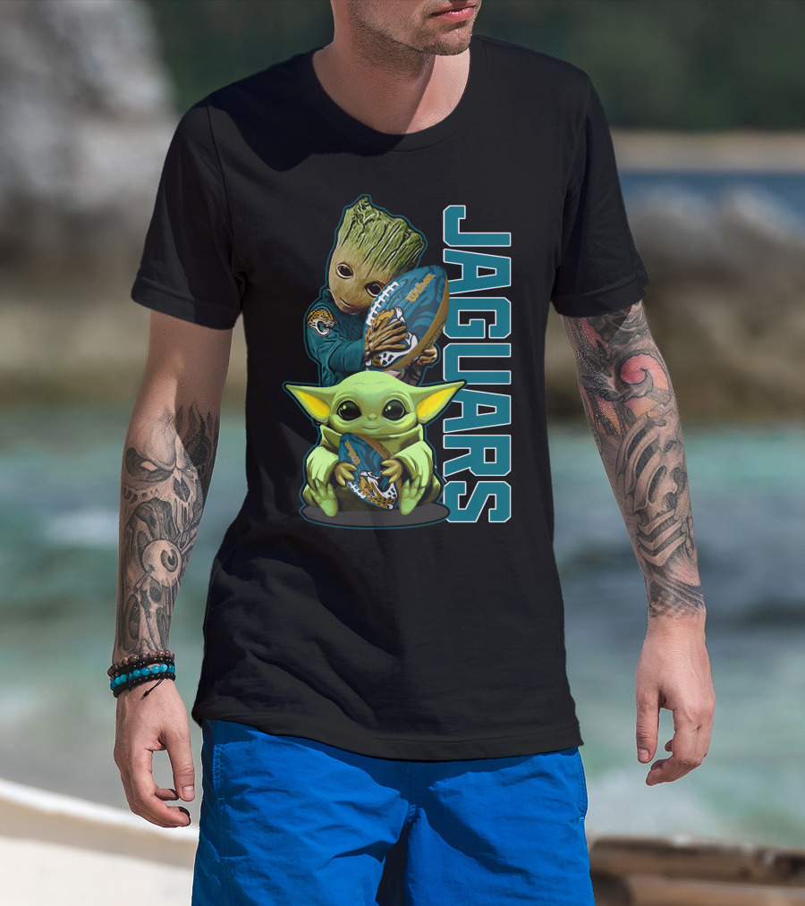 Grzd Jacksonville Jaguars Groot Baby Yoda Football T-Shirt