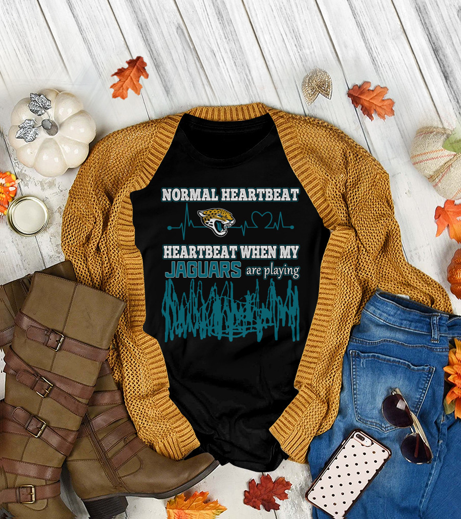 Normal Heartbeat Heartbeat When My Jaguars Are Playing Jacksonville Jaguars T-Shirt