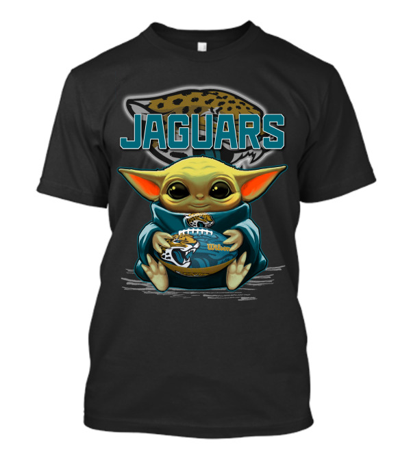 Jacksonville Jaguars Baby Yoda Holding Football T-Shirt