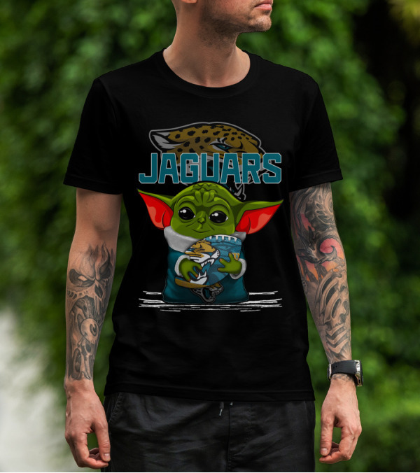 Jaguars Baby Yoda Holding Football Jacksonville Jaguars T-Shirt