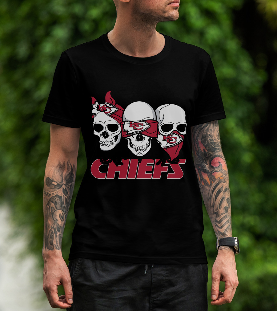 3 Skull Chiefs Kansas City Chiefs T-Shirt