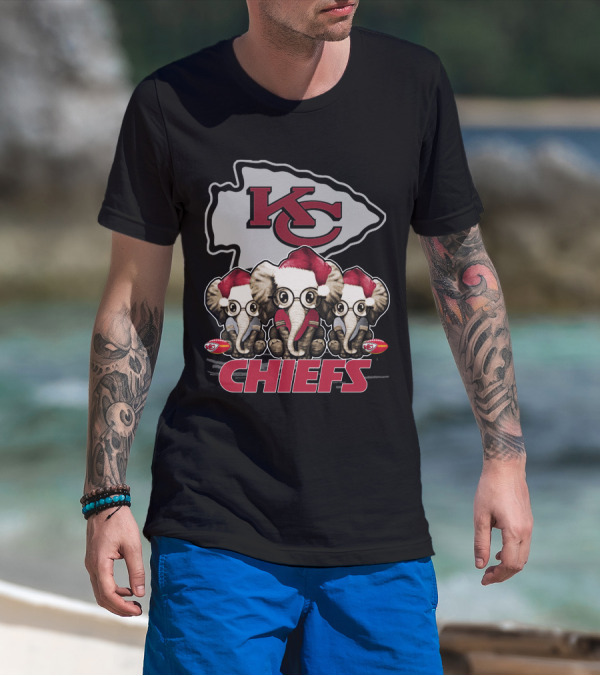 KC Chiefs Xmas Elephants Football Holiday Edition T-Shirt