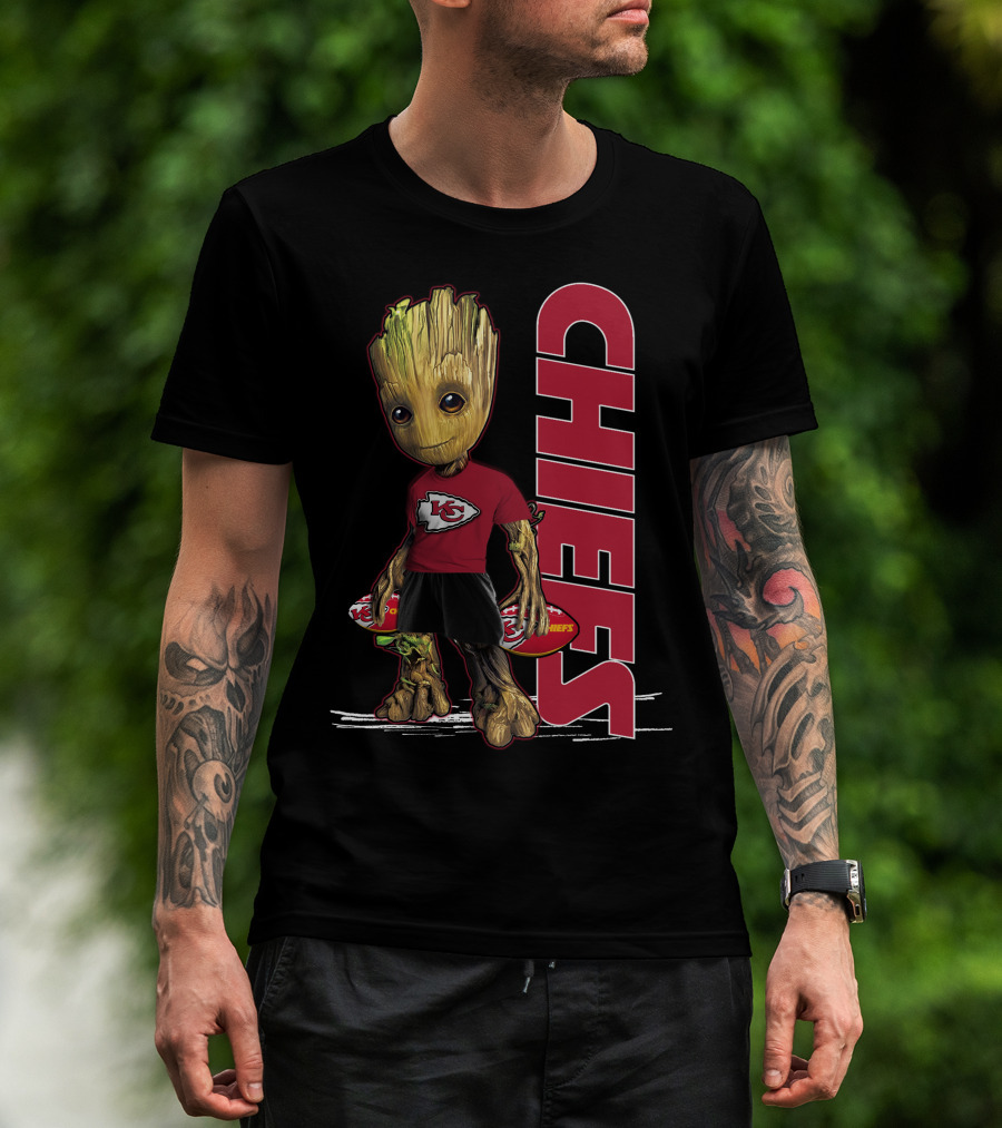 Groot Kansas City Chiefs NFL Fan Art With Chiefs T-Shirt