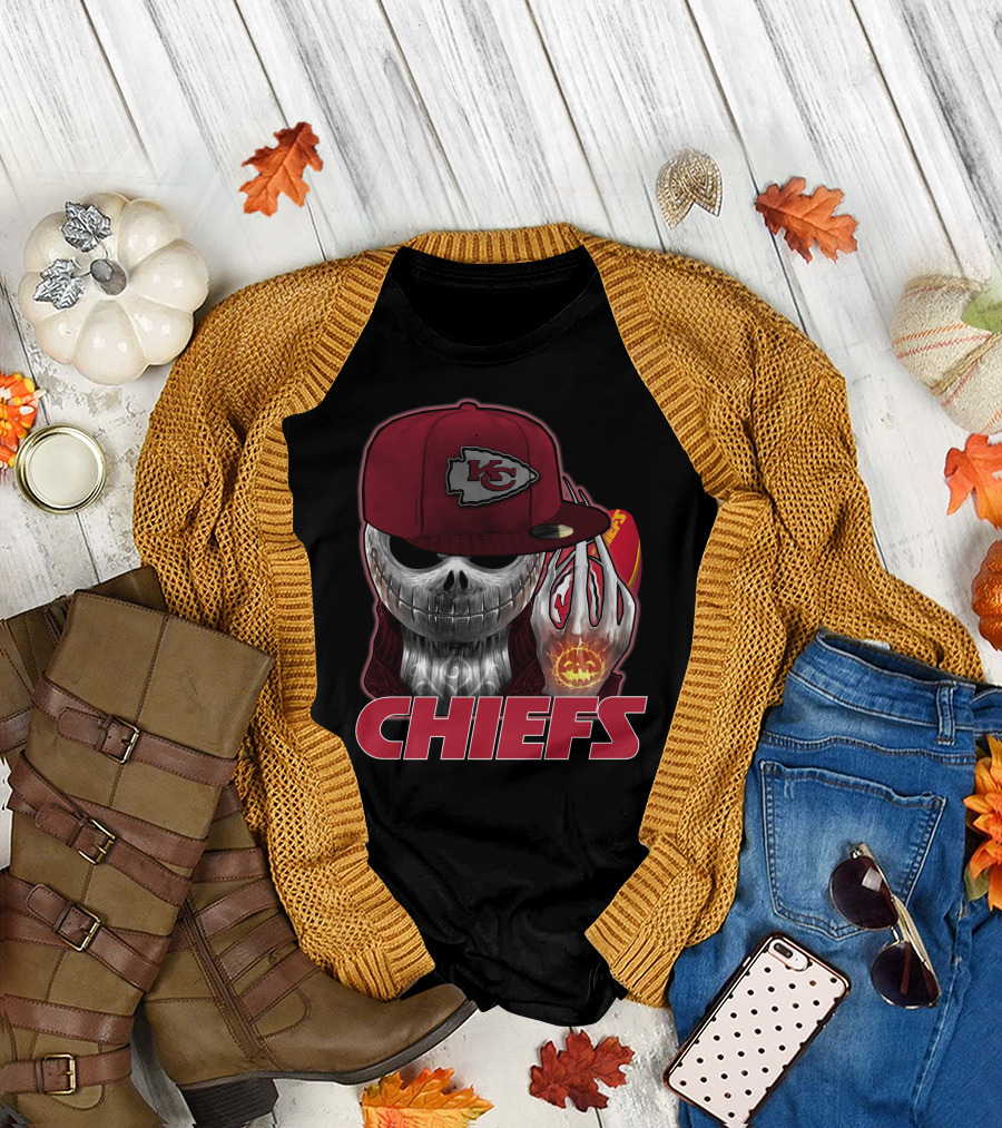 Jackskull Kansas City Chiefs Halloween Skull Chiefs T-Shirt
