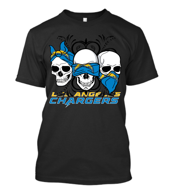 Los Angeles Chargers Three Skulls With Bandanas T-Shirt