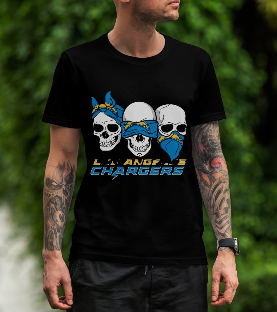 Los Angeles Chargers Three Skulls With Bandanas T-Shirt