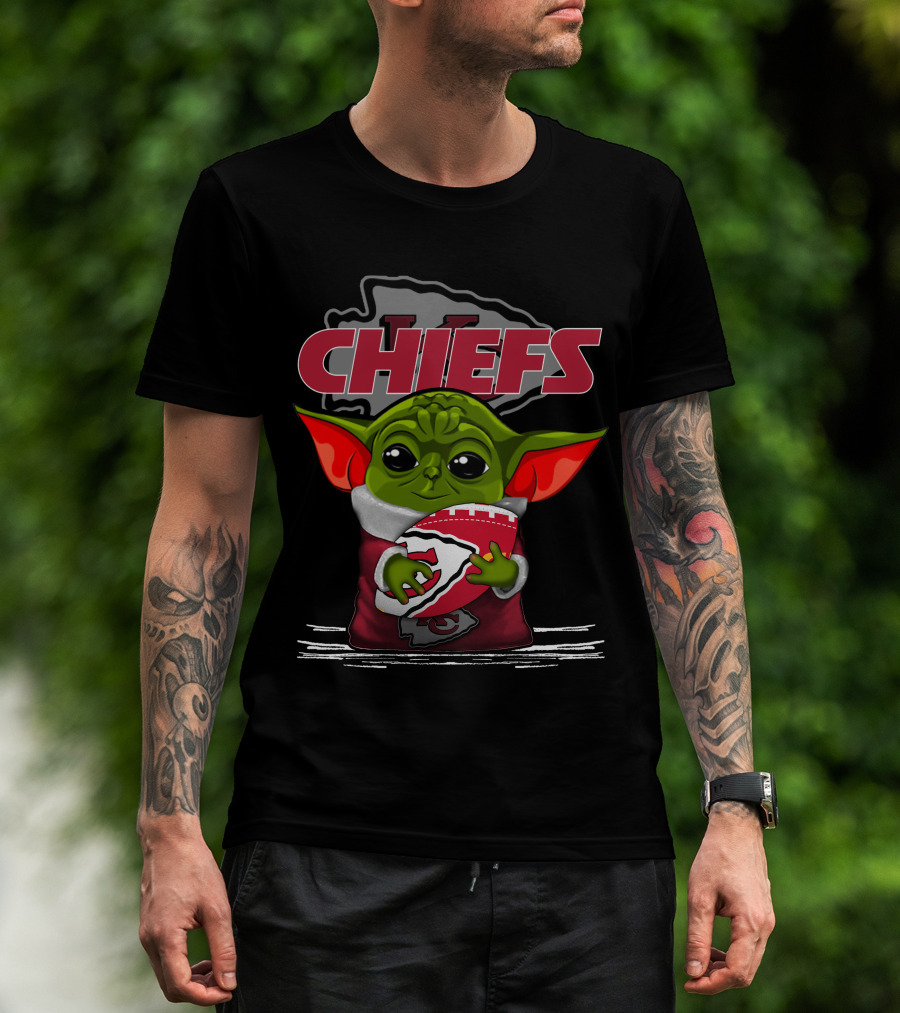 Kansas City Chiefs Yoda Holding Football Chiefs T-Shirt