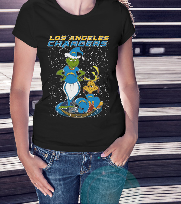 Los Angeles Chargers Grinchxmas Football Characters T-Shirt