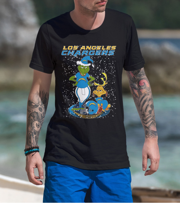 Los Angeles Chargers Grinchxmas Football Characters T-Shirt