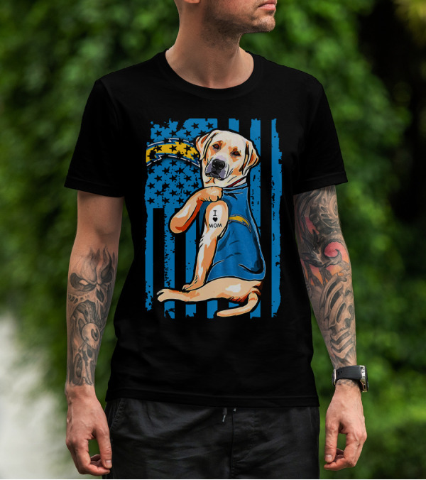 Labrador Retriever I Love Mom Los Angeles Chargers T-Shirt