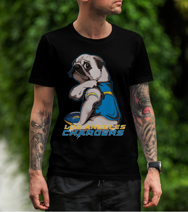 Los Angeles Chargers Pug Football T-Shirt