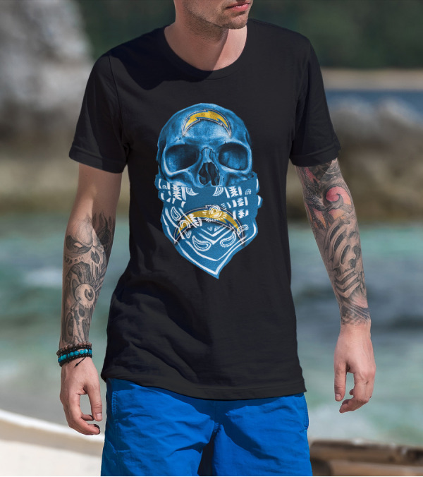 Skull Bandana Los Angeles Chargers T-Shirt