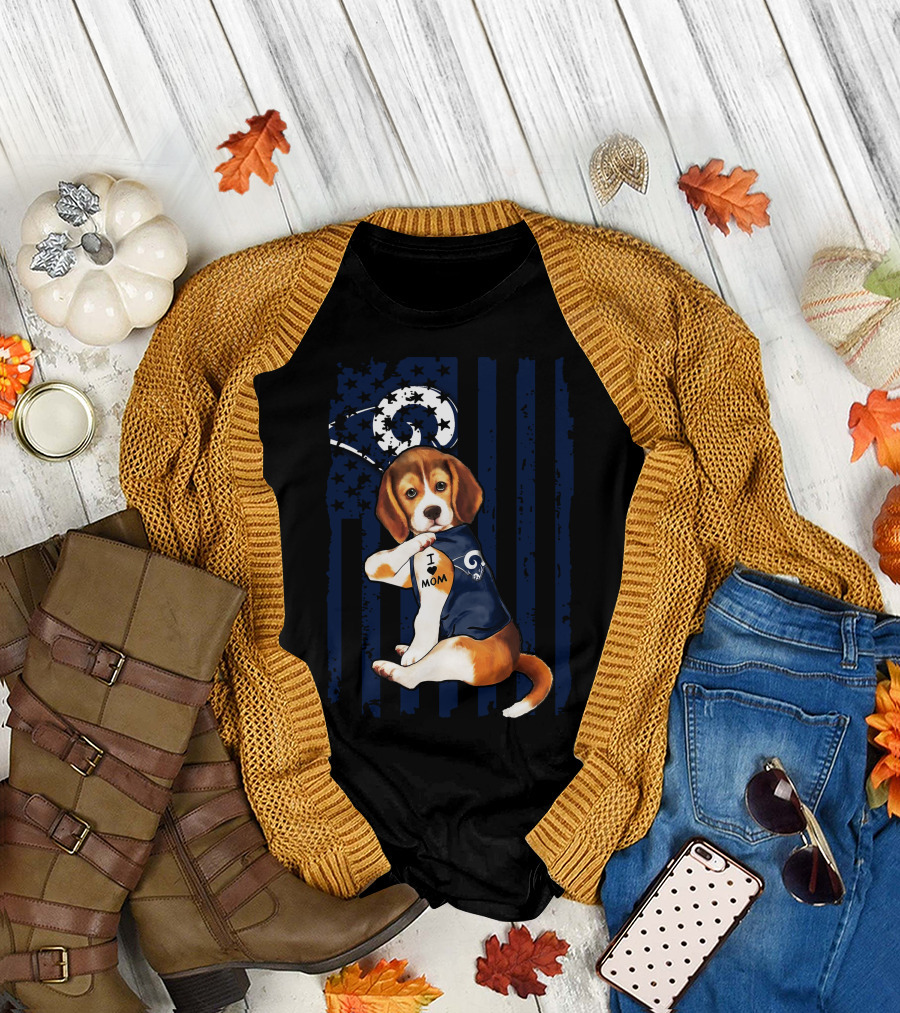 Beagle I Love Mom Los Angeles Rams T-Shirt