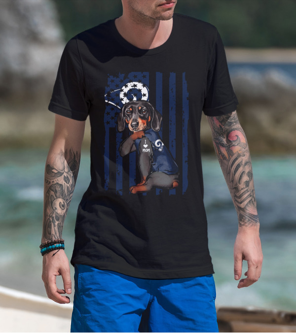 Dachshund I Love Mom Los Angeles Rams T-Shirt