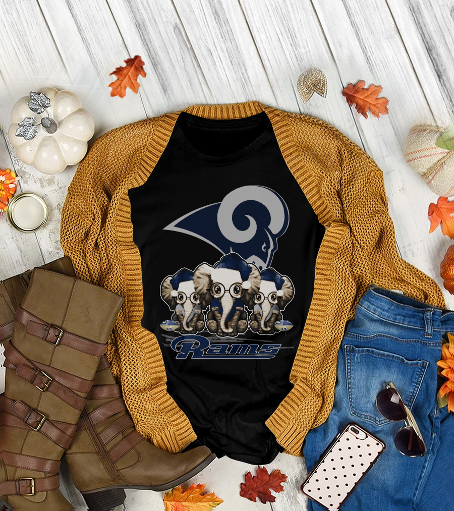 Elephant Xmas Los Angeles Rams T-Shirt