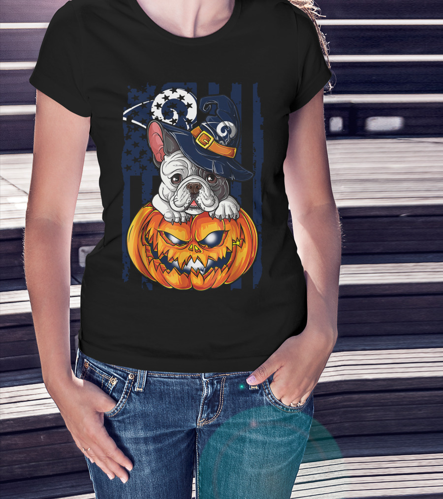 Hlw Bulldog Wizards Hat Pumpkin Los Angeles Rams T-Shirt