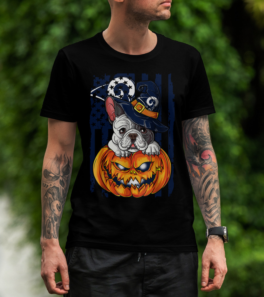 Hlw Bulldog Wizards Hat Pumpkin Los Angeles Rams T-Shirt