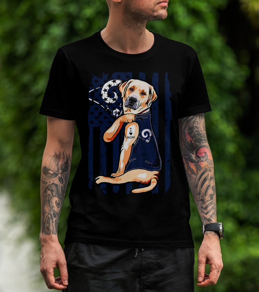 Labrador Retriever I Love Mom Los Angeles Rams Fan T-Shirt