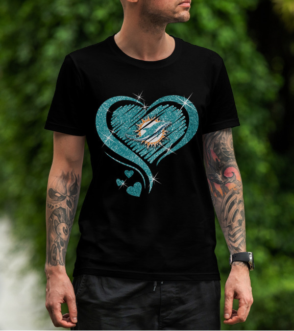 Heart Diamond Miami Dolphins Sparkling T-Shirt