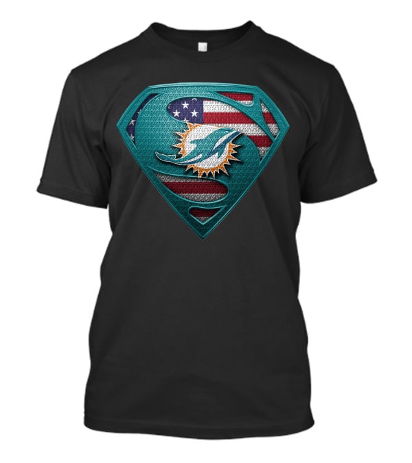 Miami Dolphins American Flag Superman T-Shirt