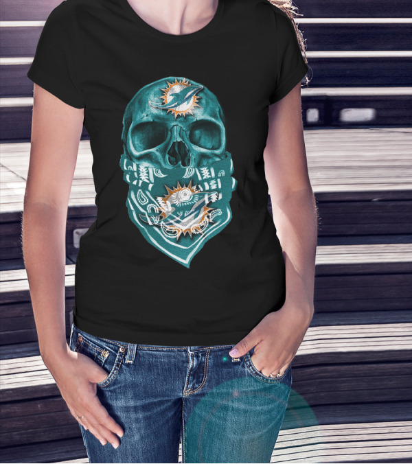 Miami Dolphins Skull Bandana T-Shirt