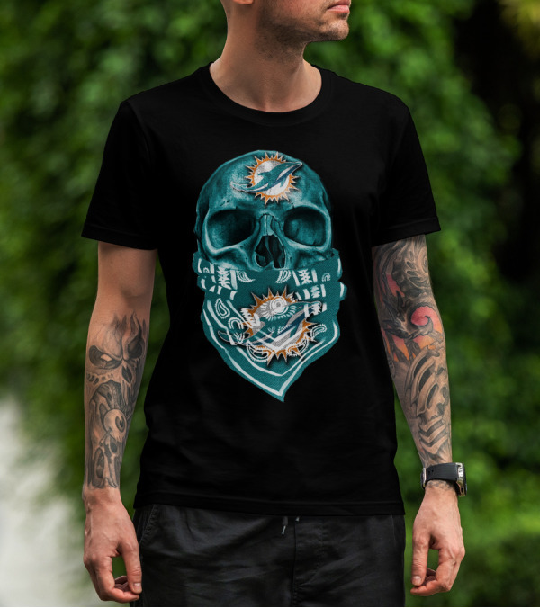 Miami Dolphins Skull Bandana T-Shirt