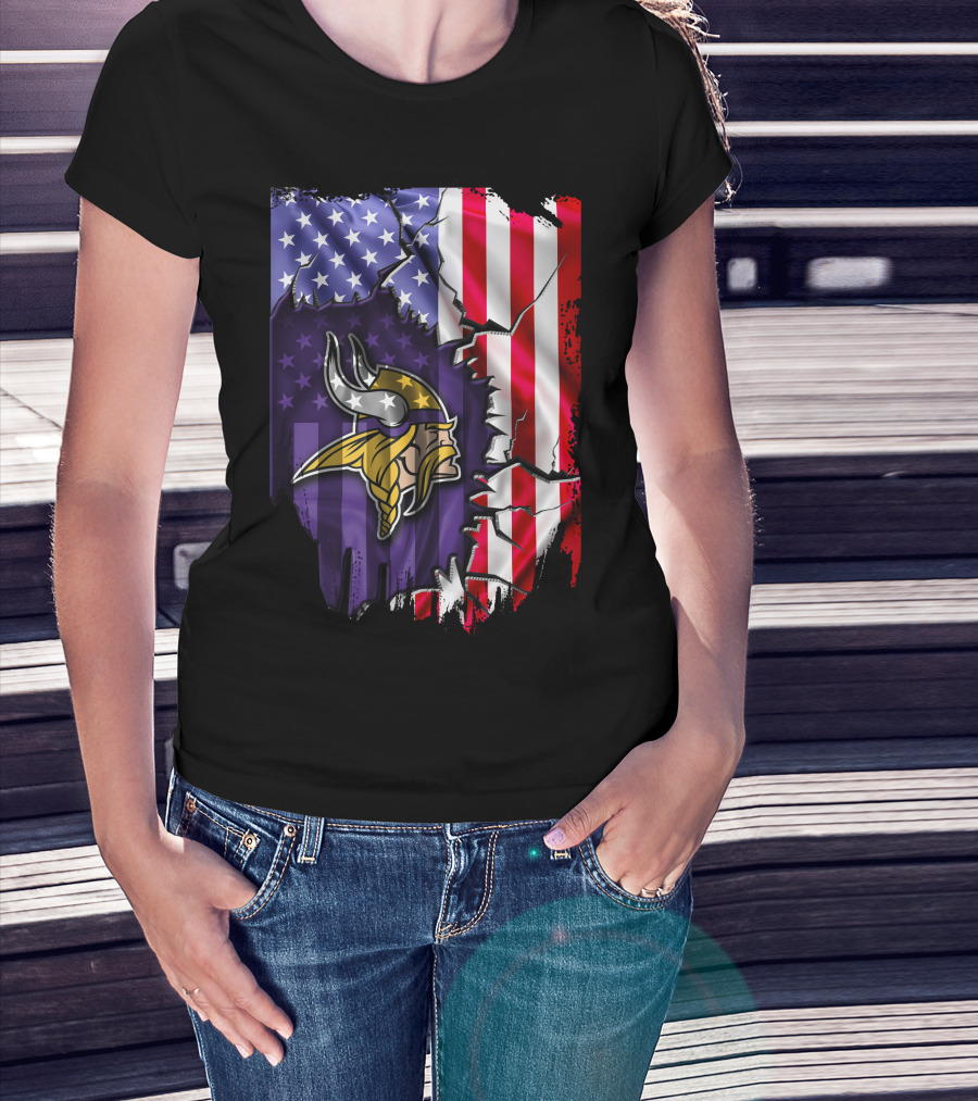 American Flag Minnesota Vikings T-Shirt